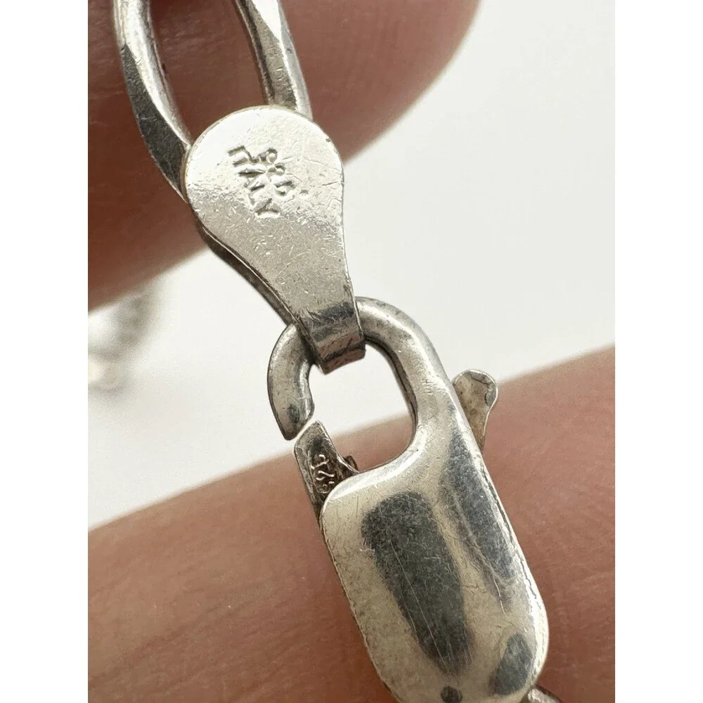 925 Italy Sterling Silver Men's Figaro Chain Necklace 18